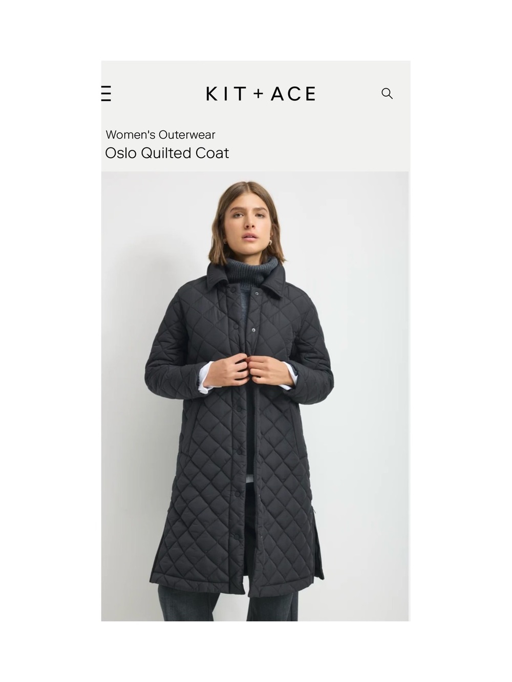 Kit + Ace Quilted Coat in Blue XL NWT